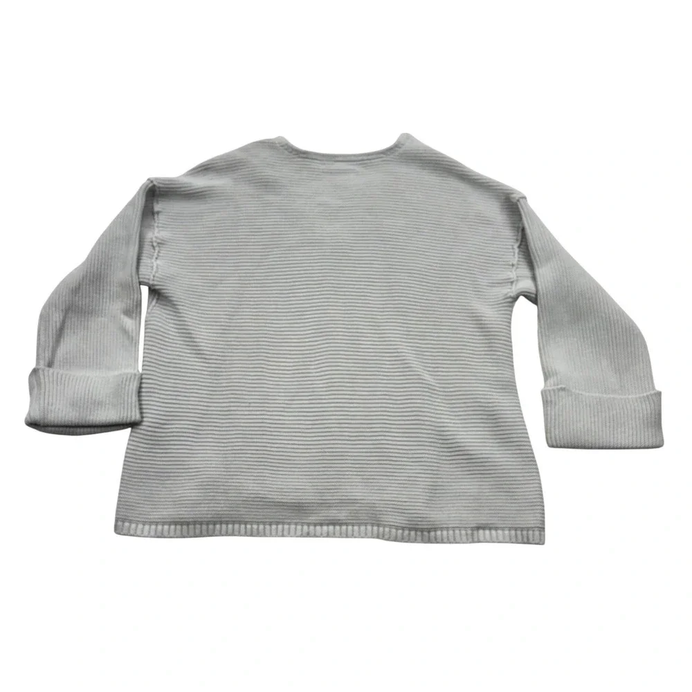 Free‎ People Gray Oversized V-Neck Sweater S Slouchy Minimalist Boho Cozy Ribbed
